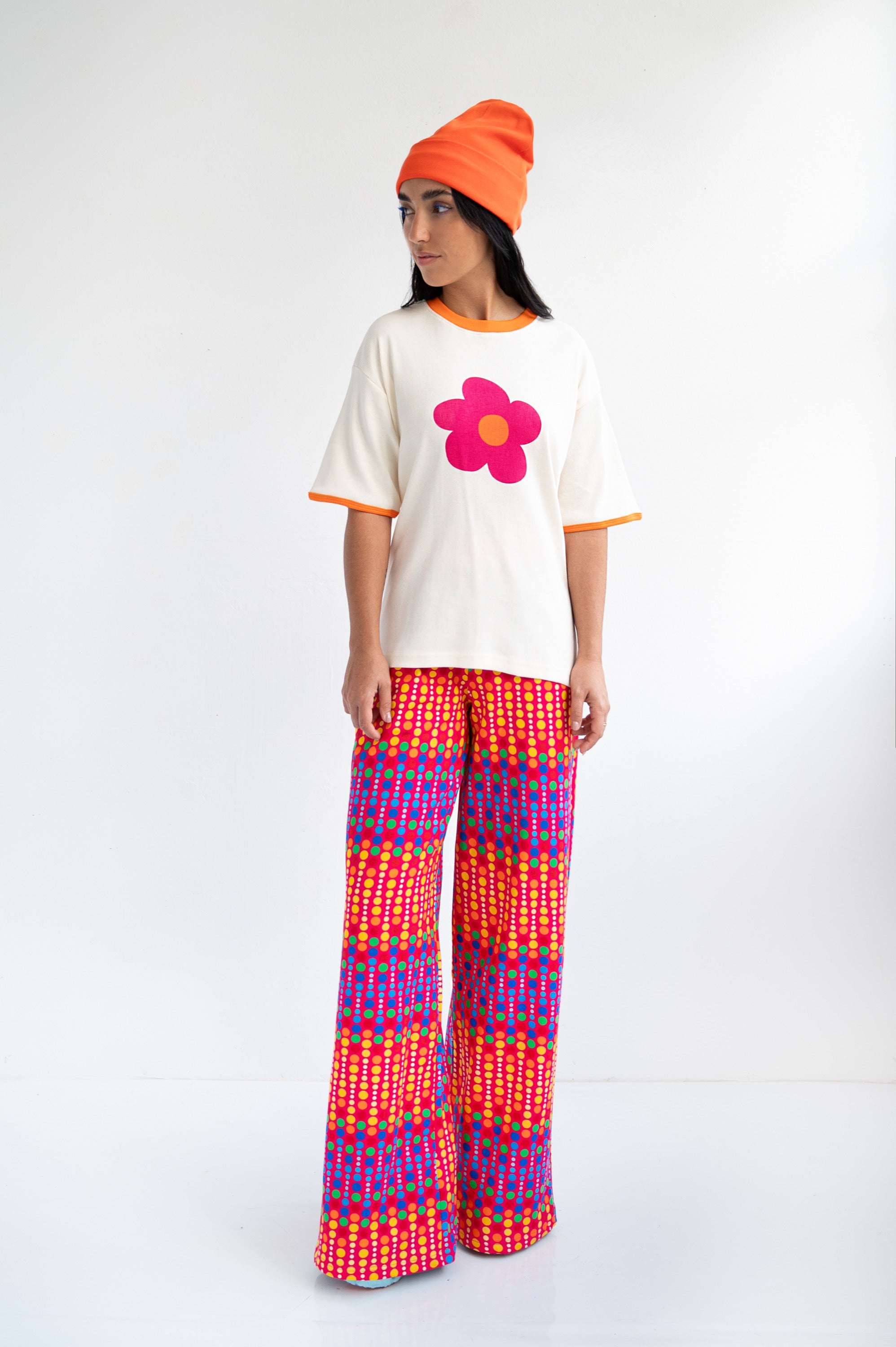 CAMISETA CANALE BLANCA FLOR FUCSIA