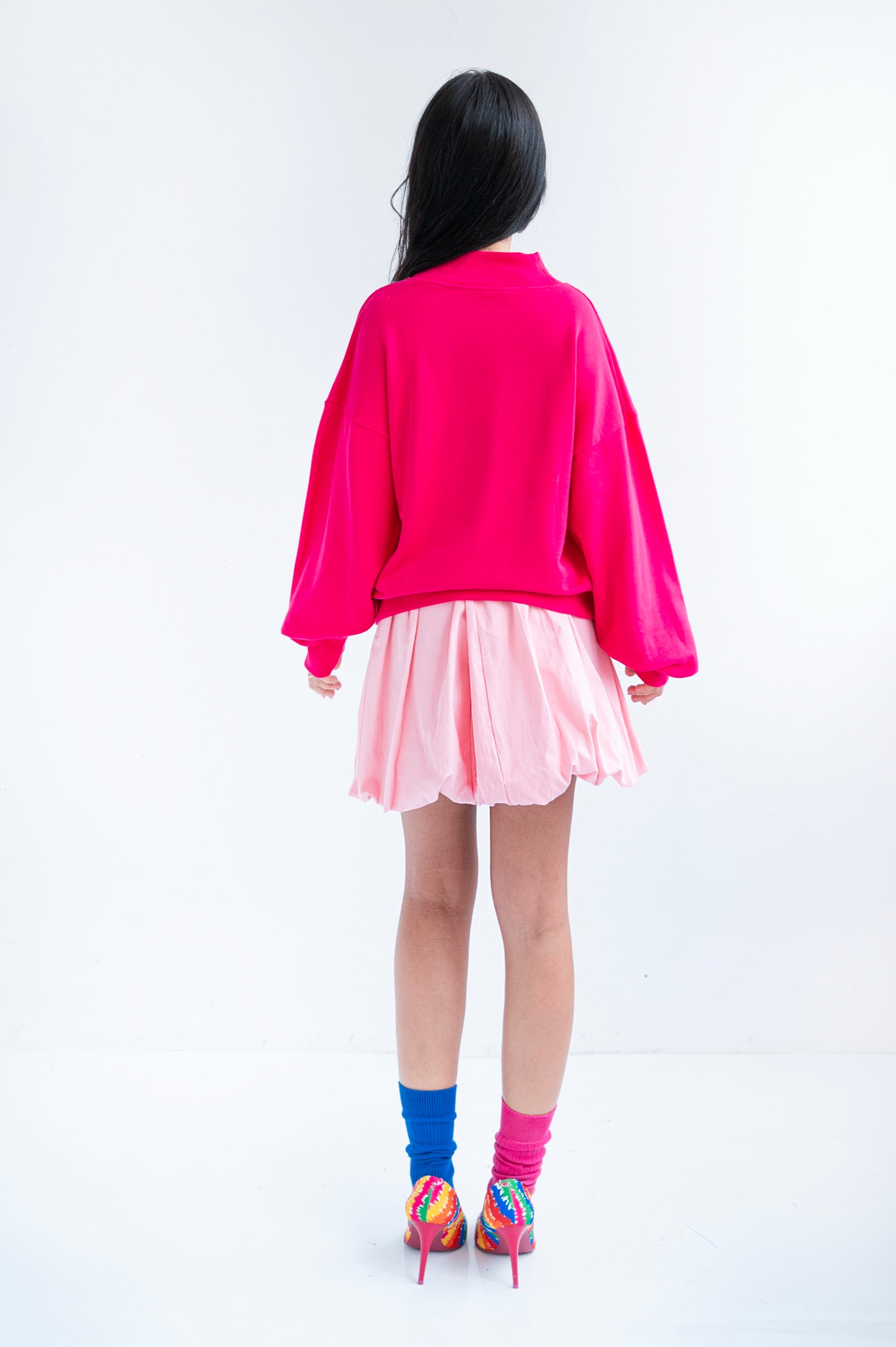 Sweat-shirt fuchsia losanges