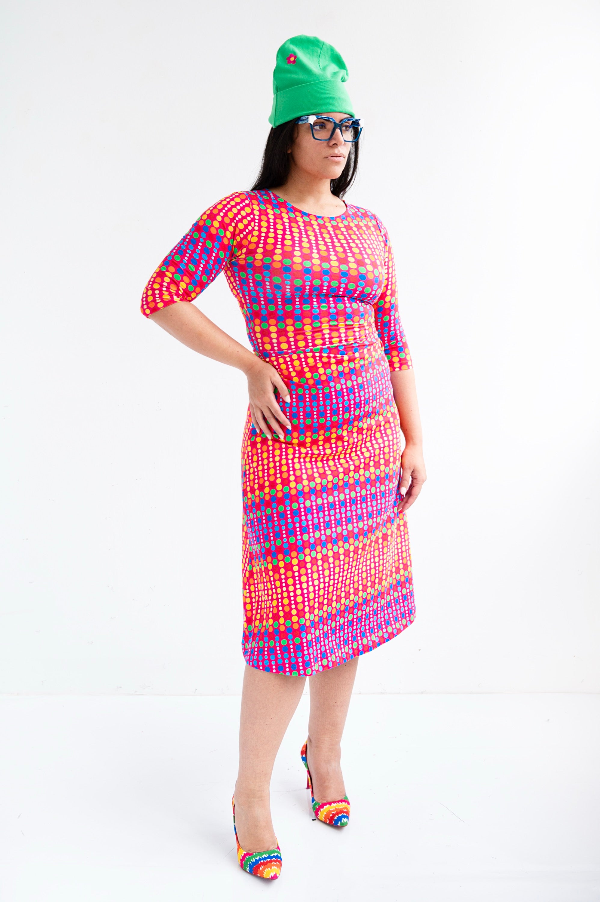 MULTICOLOR POLKA DOT DRESS