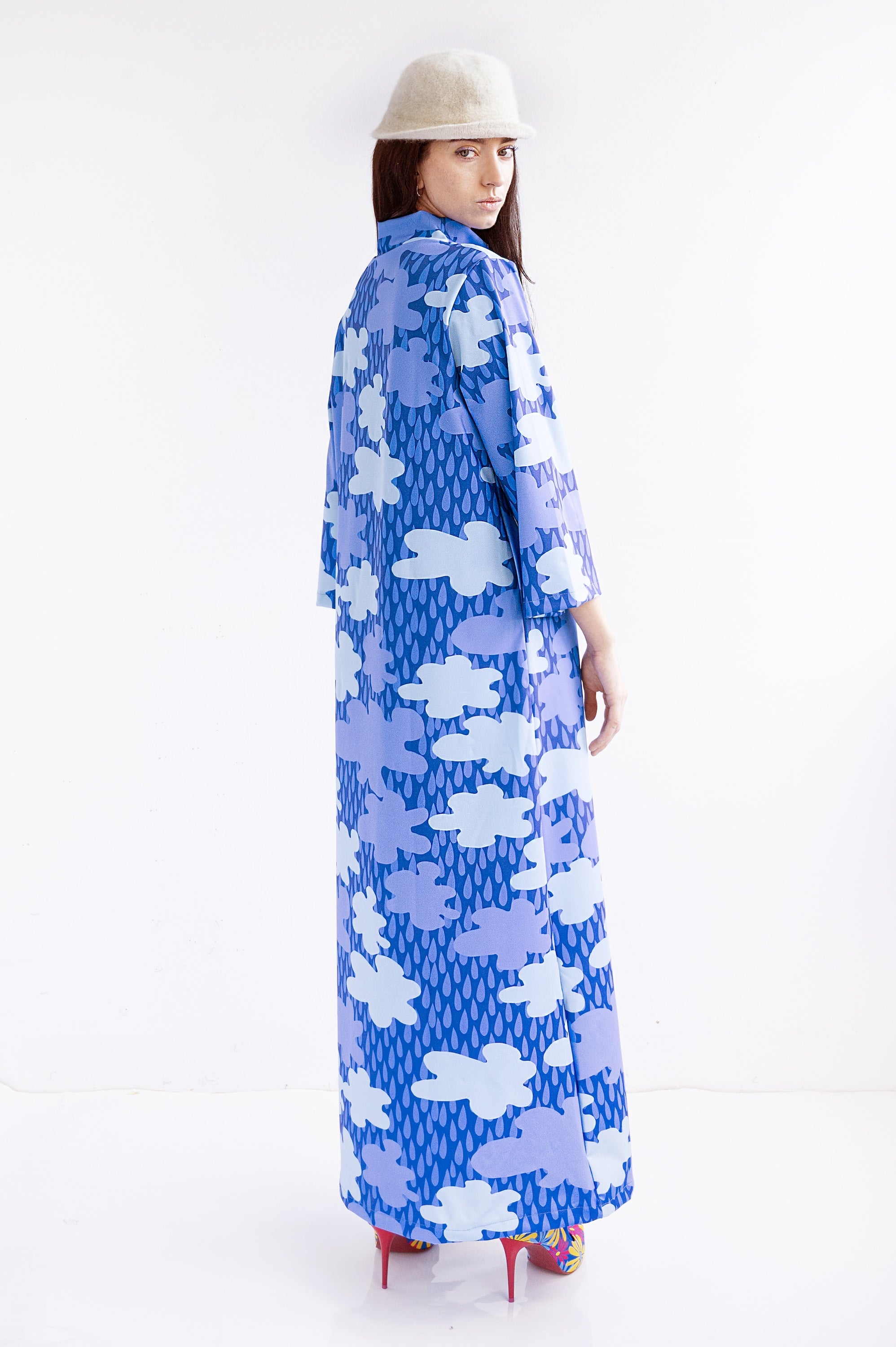 LONG DRESS BLUE CLOUD PRINT