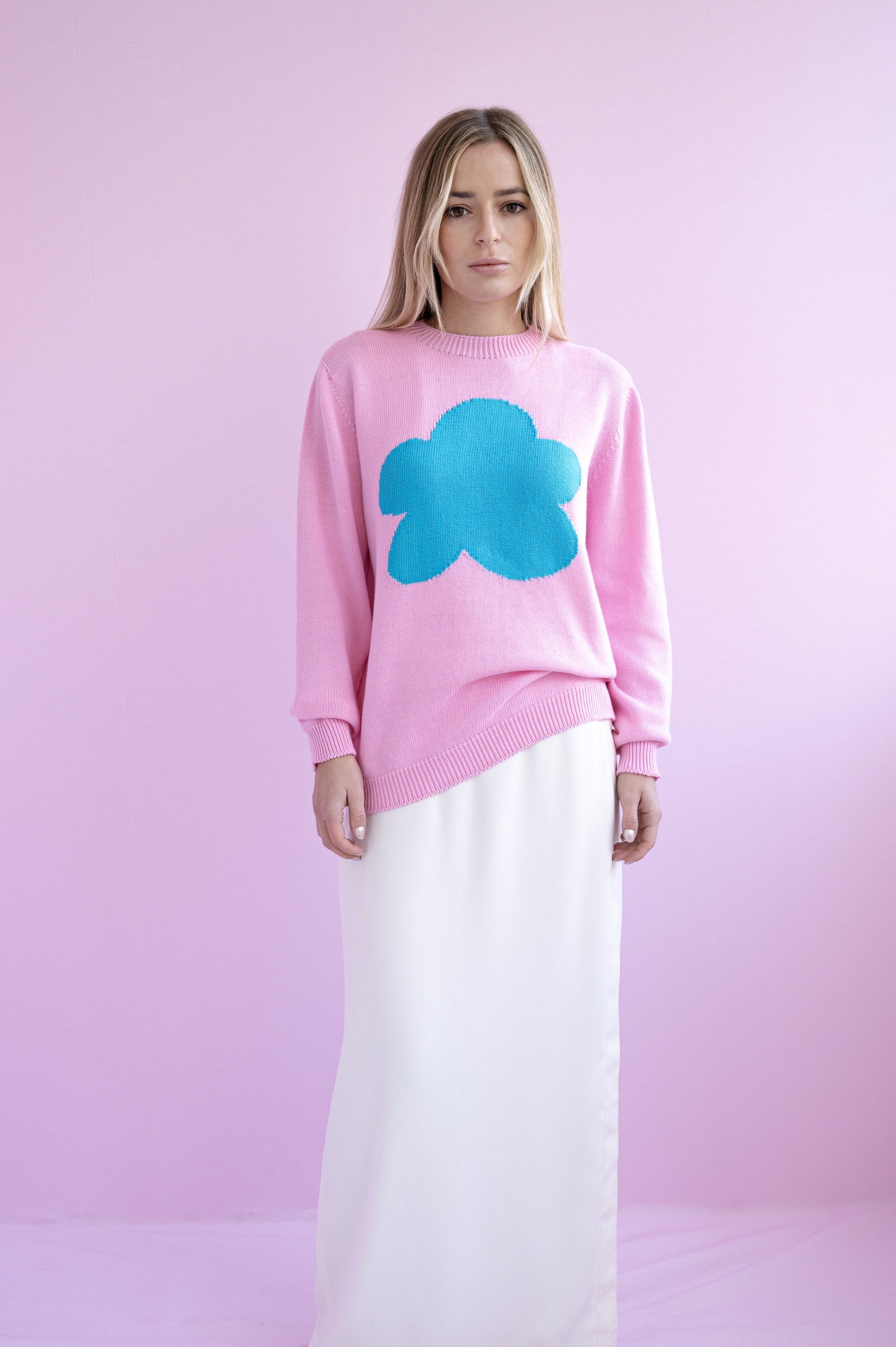 MAGLIA COTONE DONNA ROSA NUVOLO TURCHESE