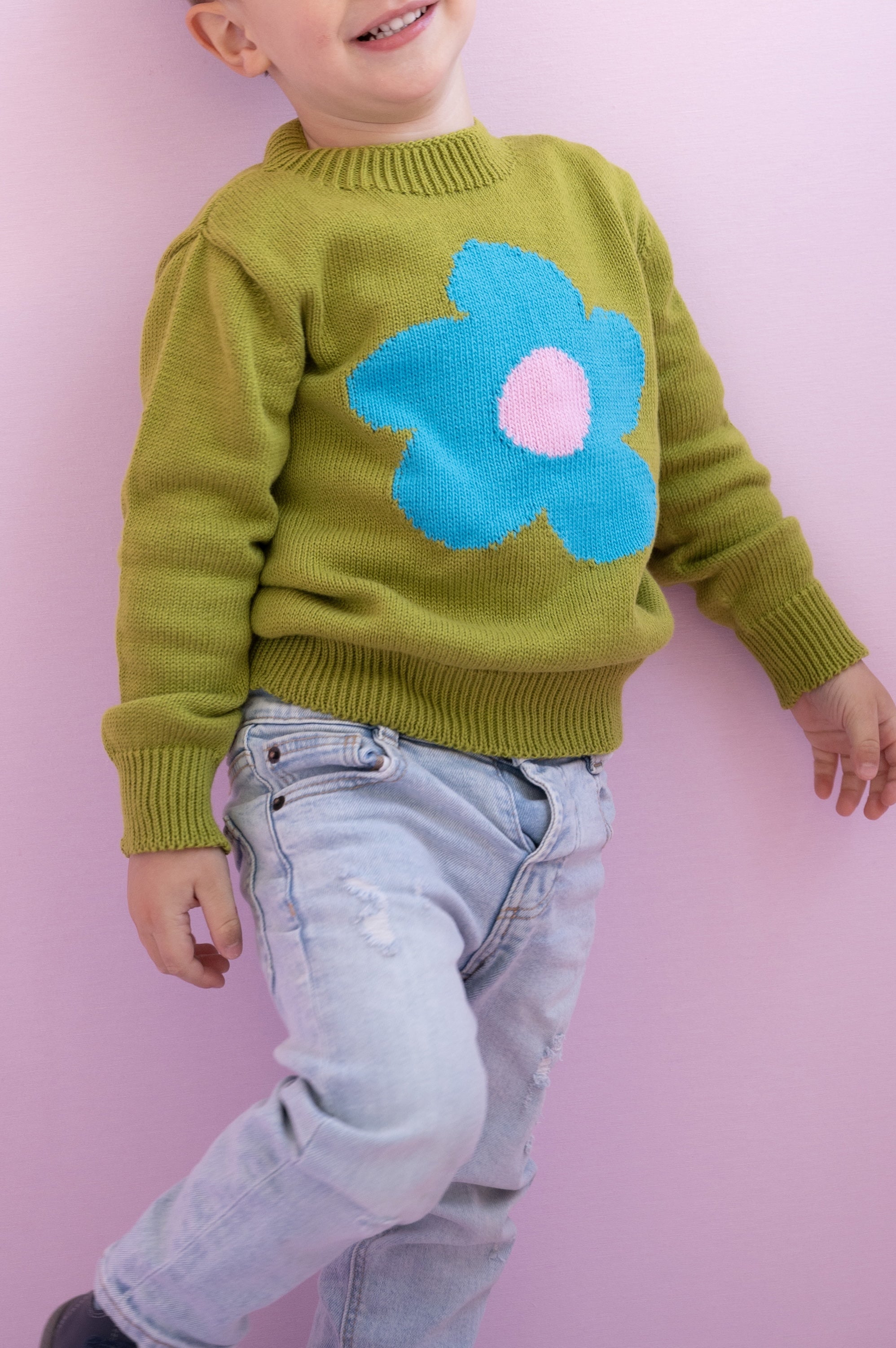 JERSEY VERDE ALGODON INFANTIL FLOR