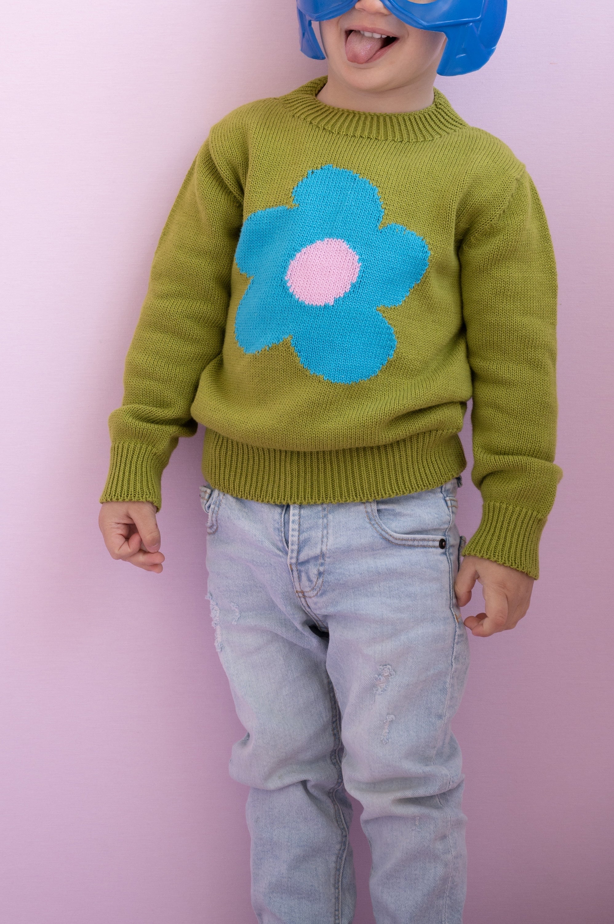 JERSEY VERDE ALGODON INFANTIL FLOR