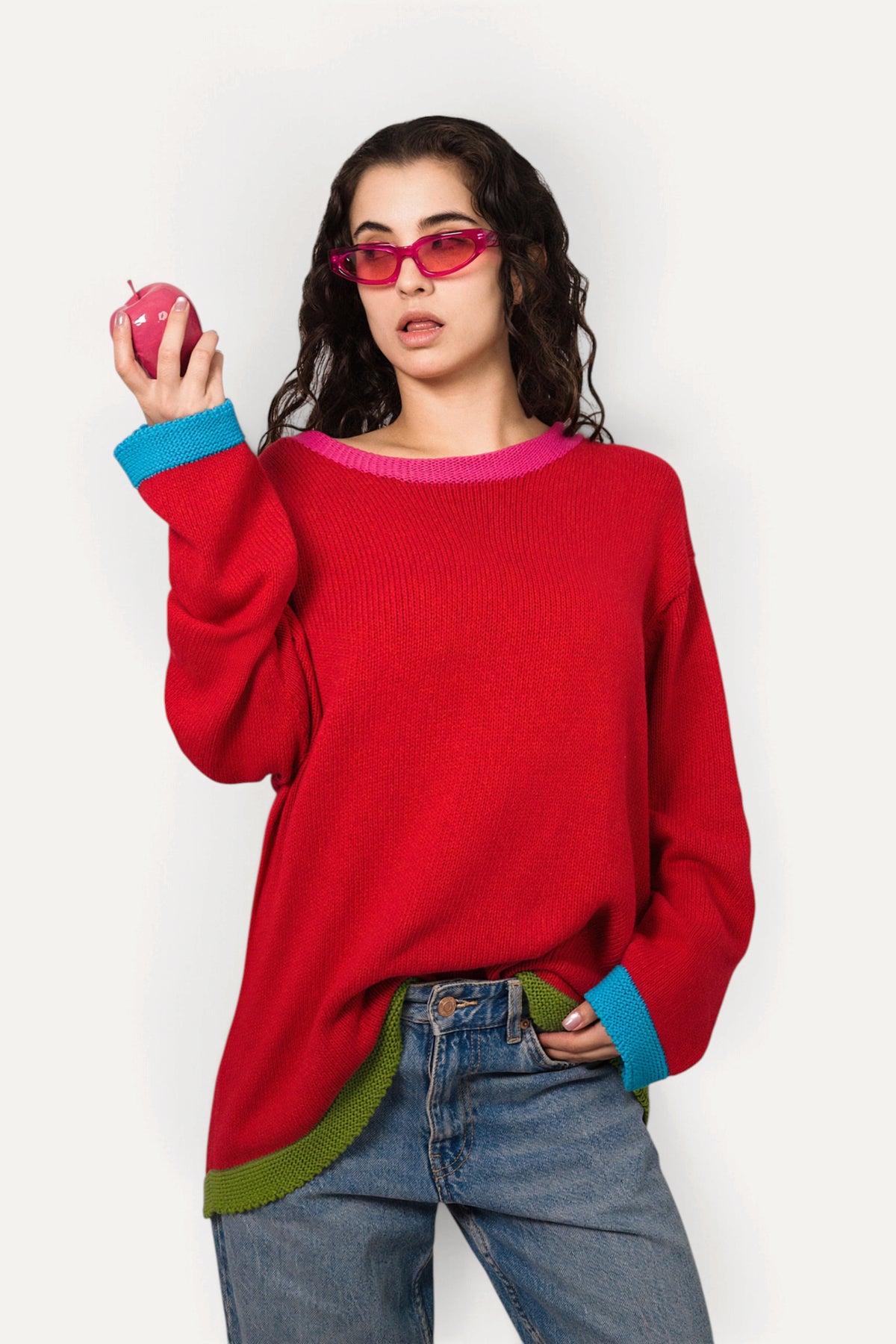 JERSEY ROJO OVERSIZE TRICOLOR
