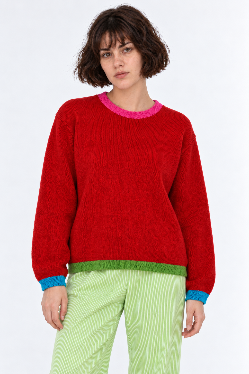 JERSEY ROJO OVERSIZE TRICOLOR