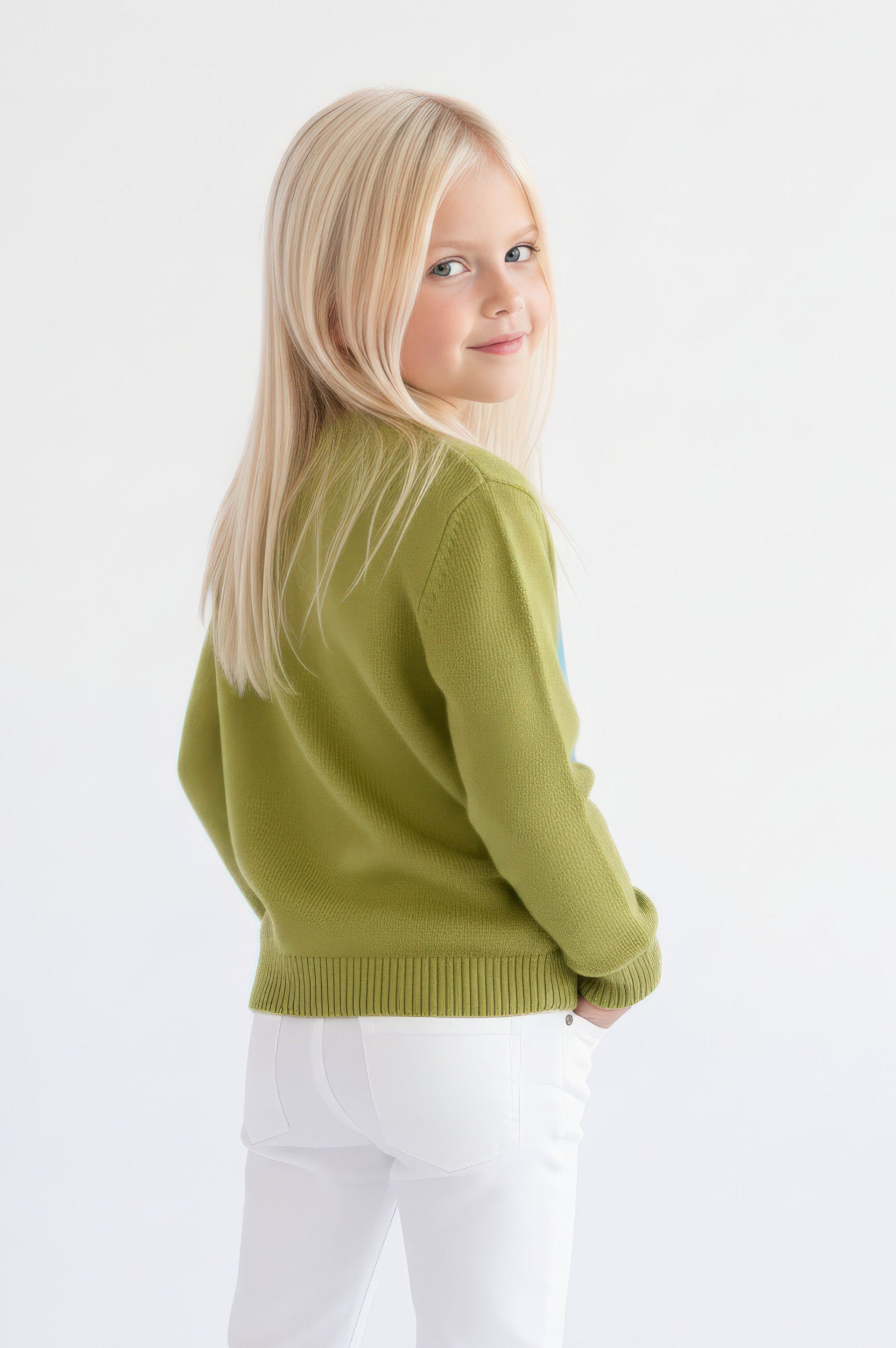 JERSEY VERDE ALGODON INFANTIL FLOR