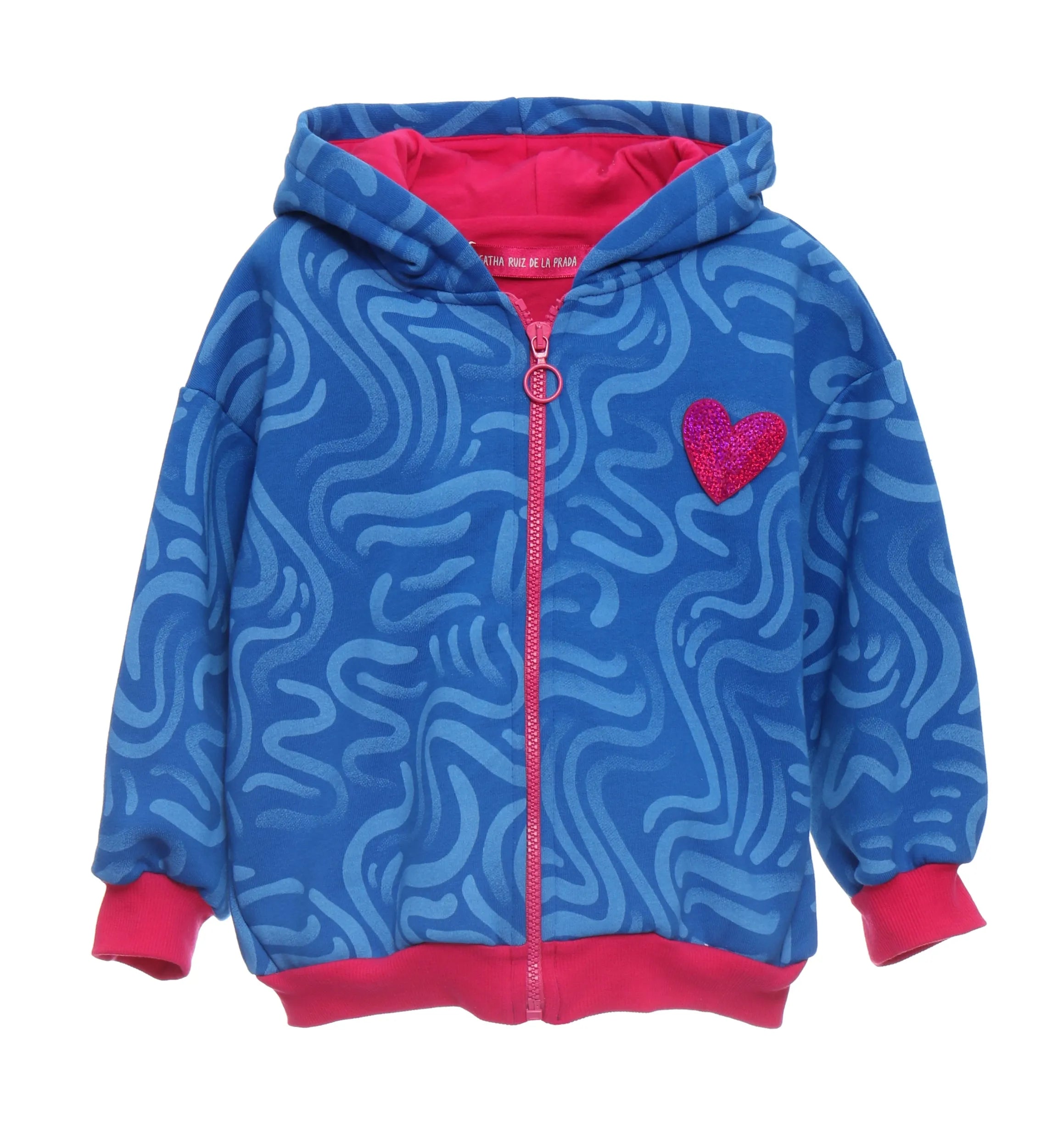 JACKET HOOD WAVES BLUE HEART FUCHSIA