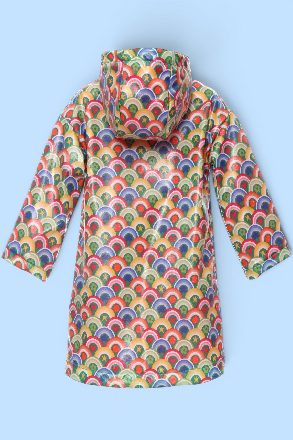 IMPERMEABLE CAPUCHA ICONOS ARCOIRIS COLORES