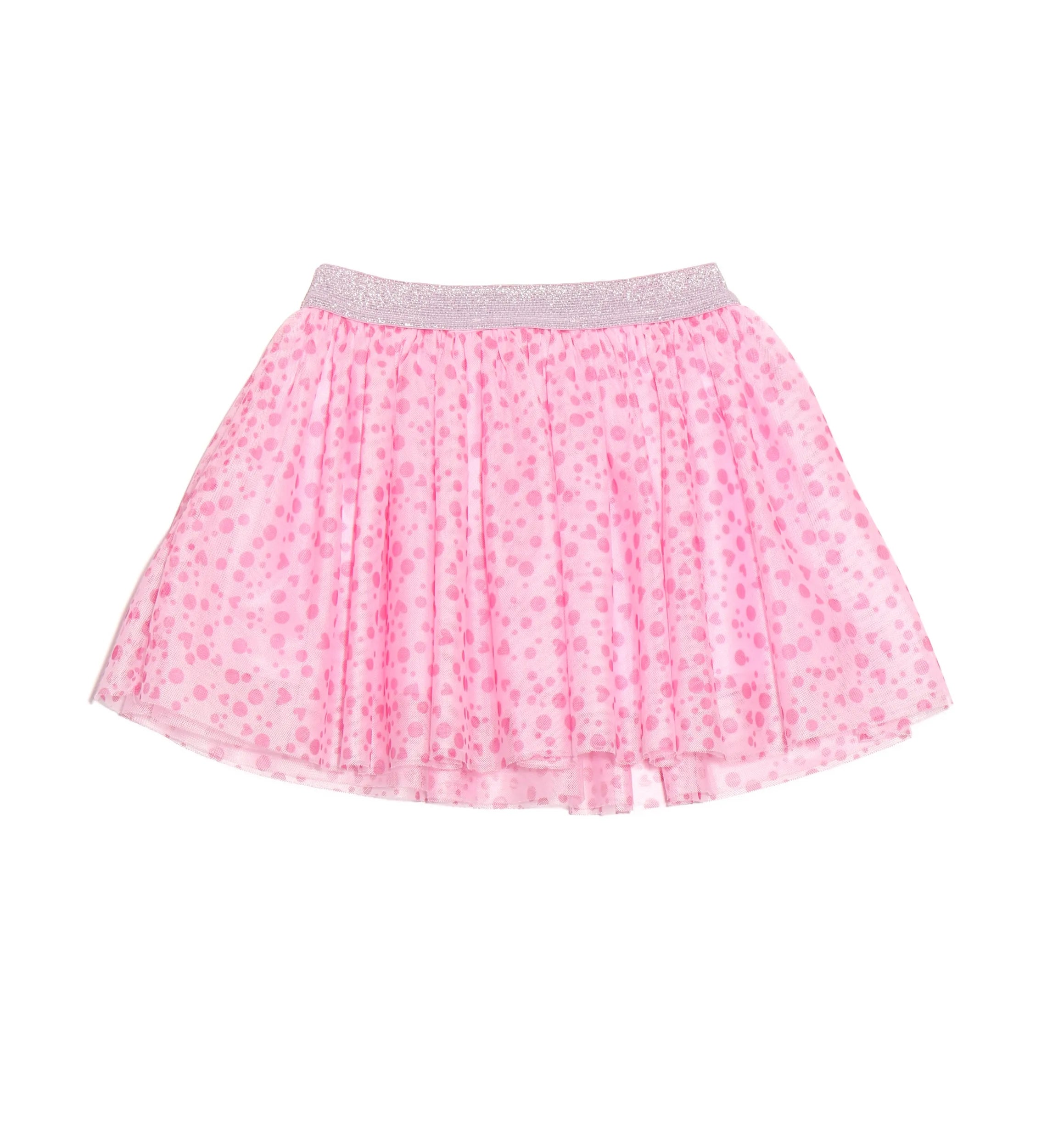 FALDA ROSA TOPOS Y CORAZONES