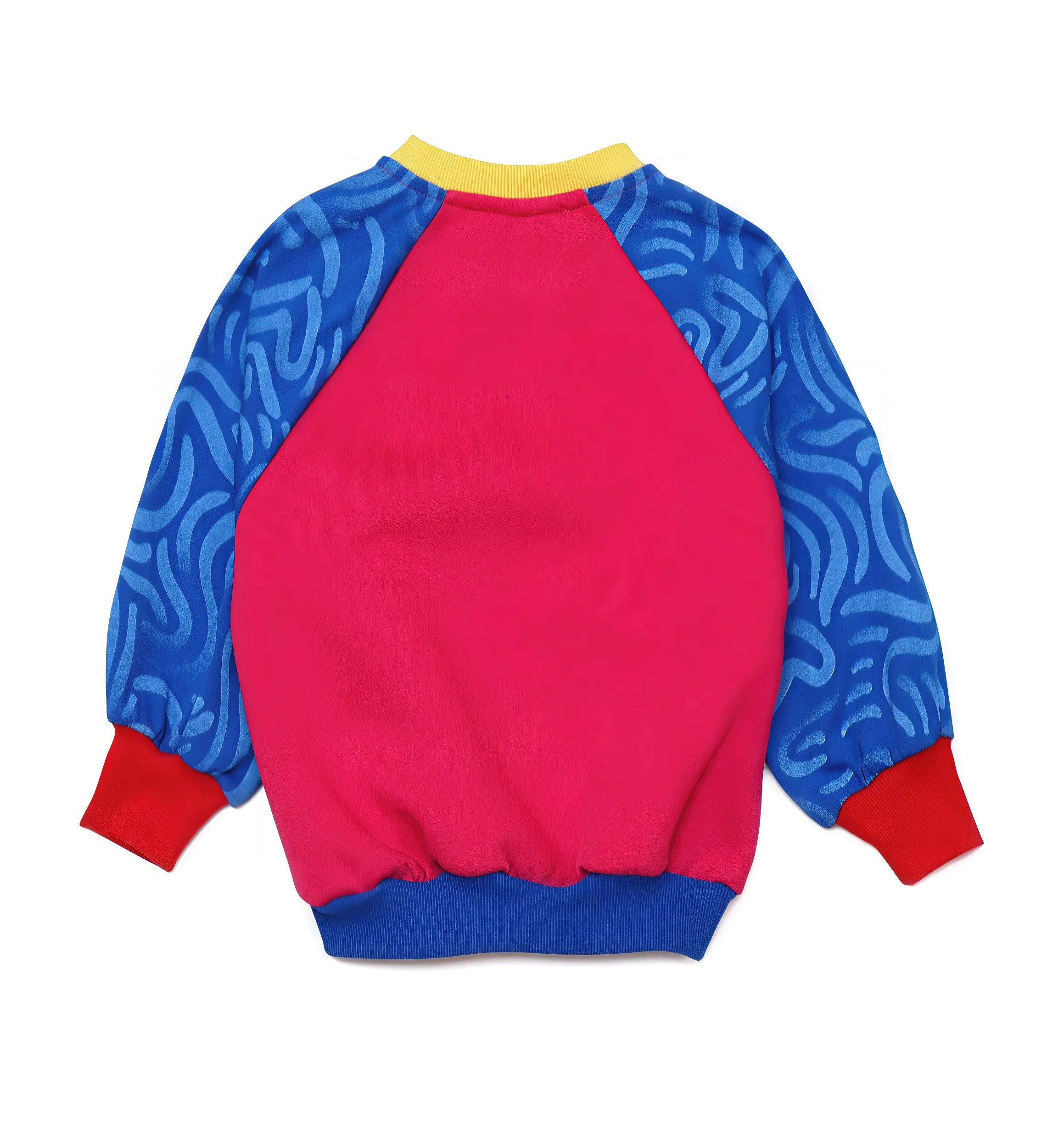 SUDADERA FUCSIA MANGAS AZULES