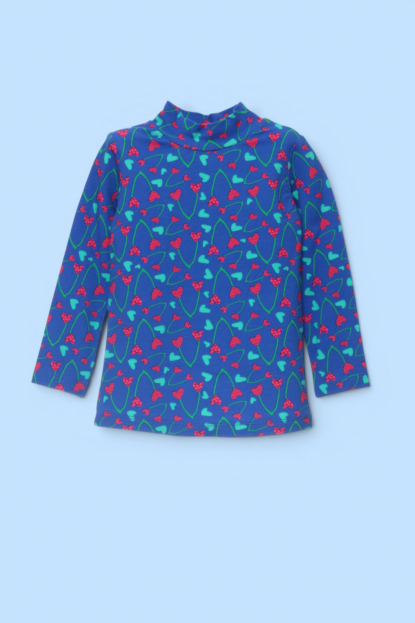 CAMISETA AZUL ESTAMPADO CEREZAS