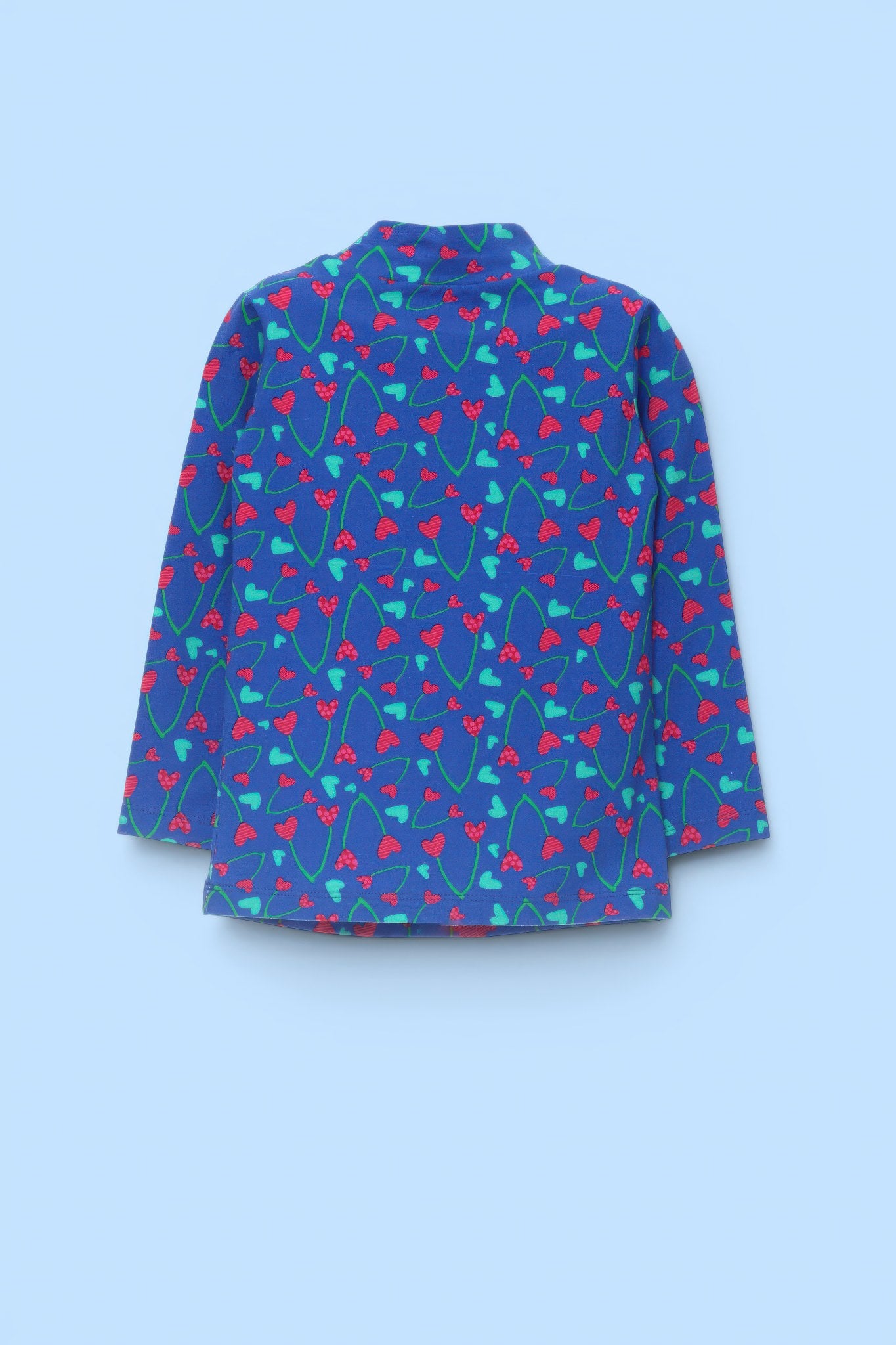 CAMISETA AZUL ESTAMPADO CEREZAS