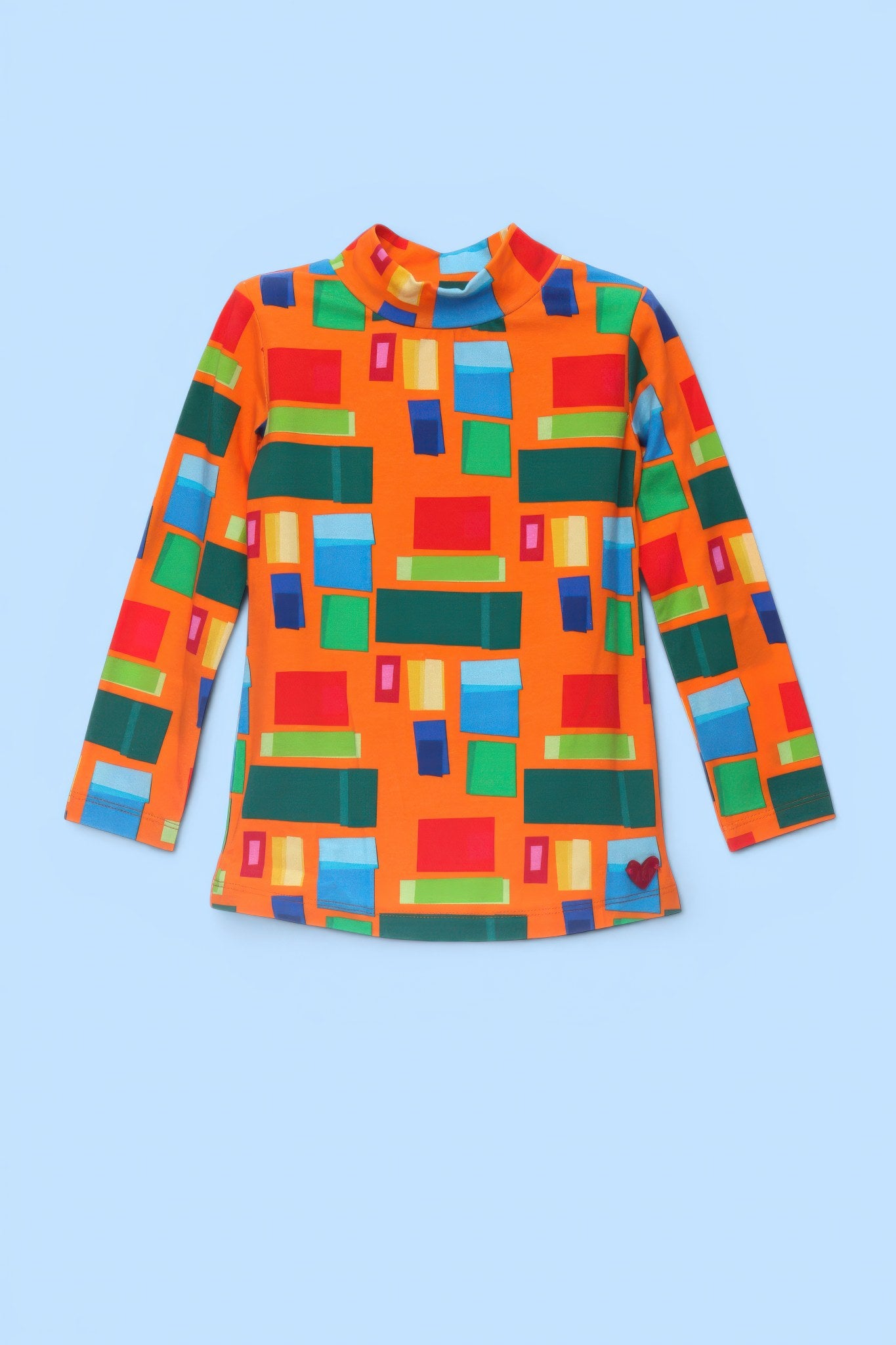 CAMISETA C/A NARANJA ESTAMPADO CUADROS