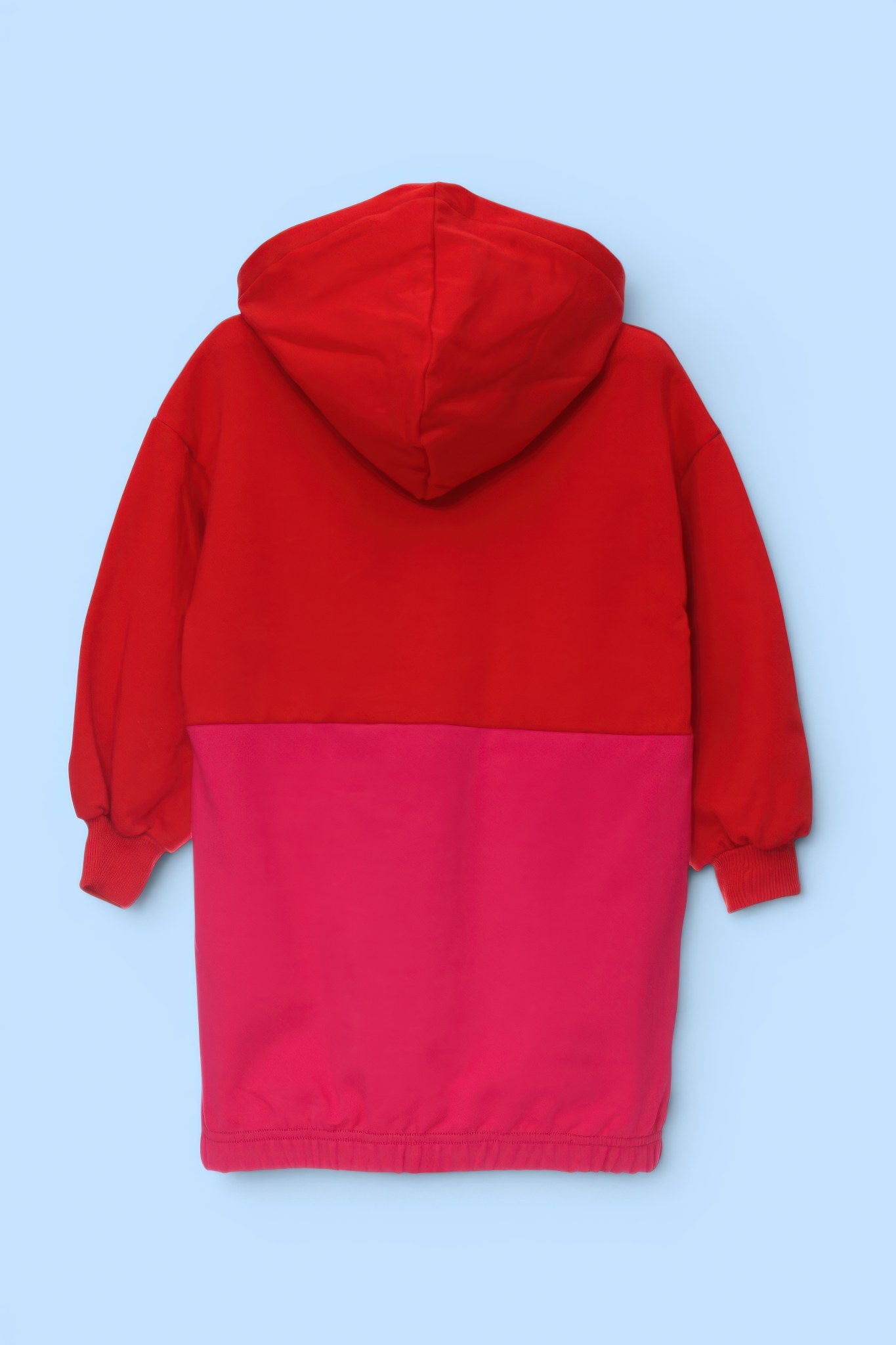 FELPA LUNGA CON CAPPUCCIO TASCHE COLORI