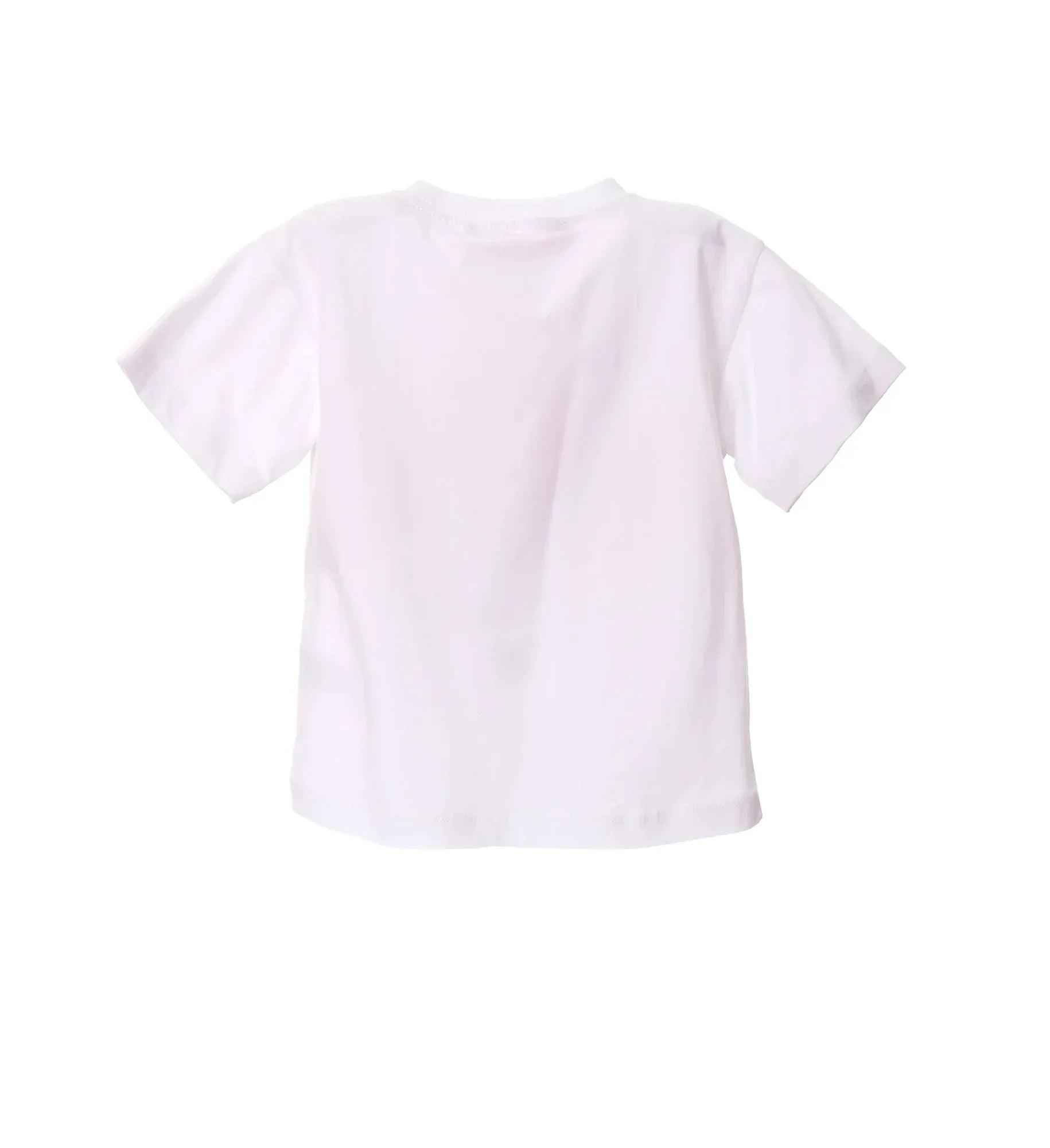 Camiseta blanca lisa con cuello redondo y manga corta