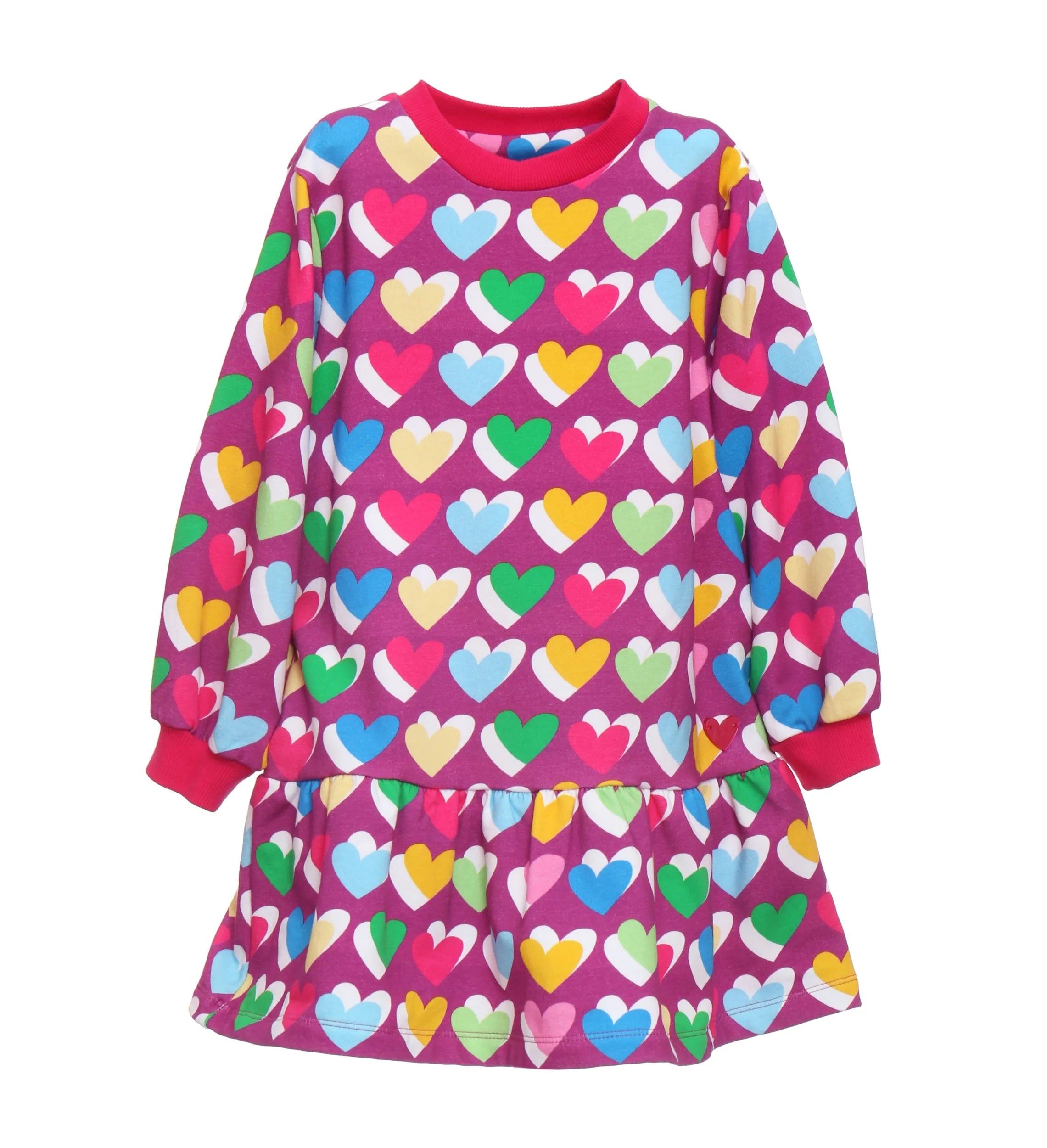 FUCHSIA DRESS WITH HEART PRINT