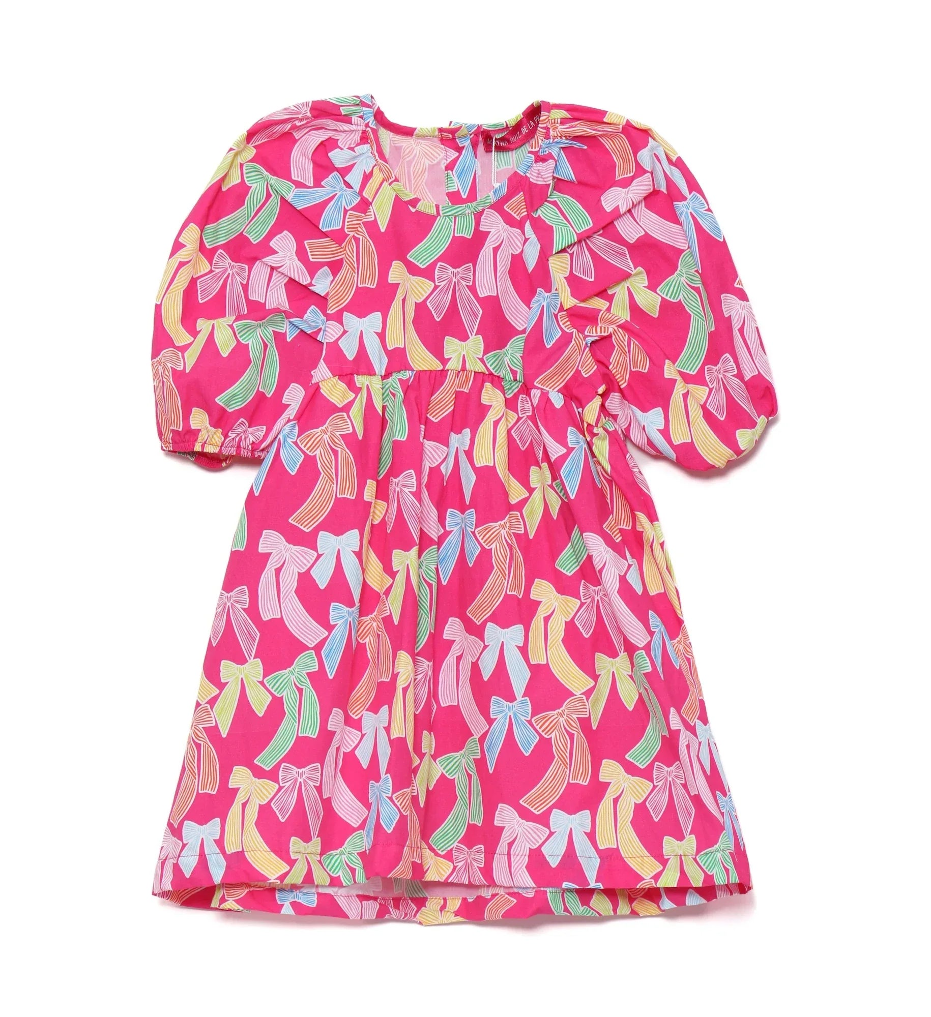 VESTIDO MANGA FUCSIA ESTAMPADO LAZOS - Agatha Ruiz de la Prada