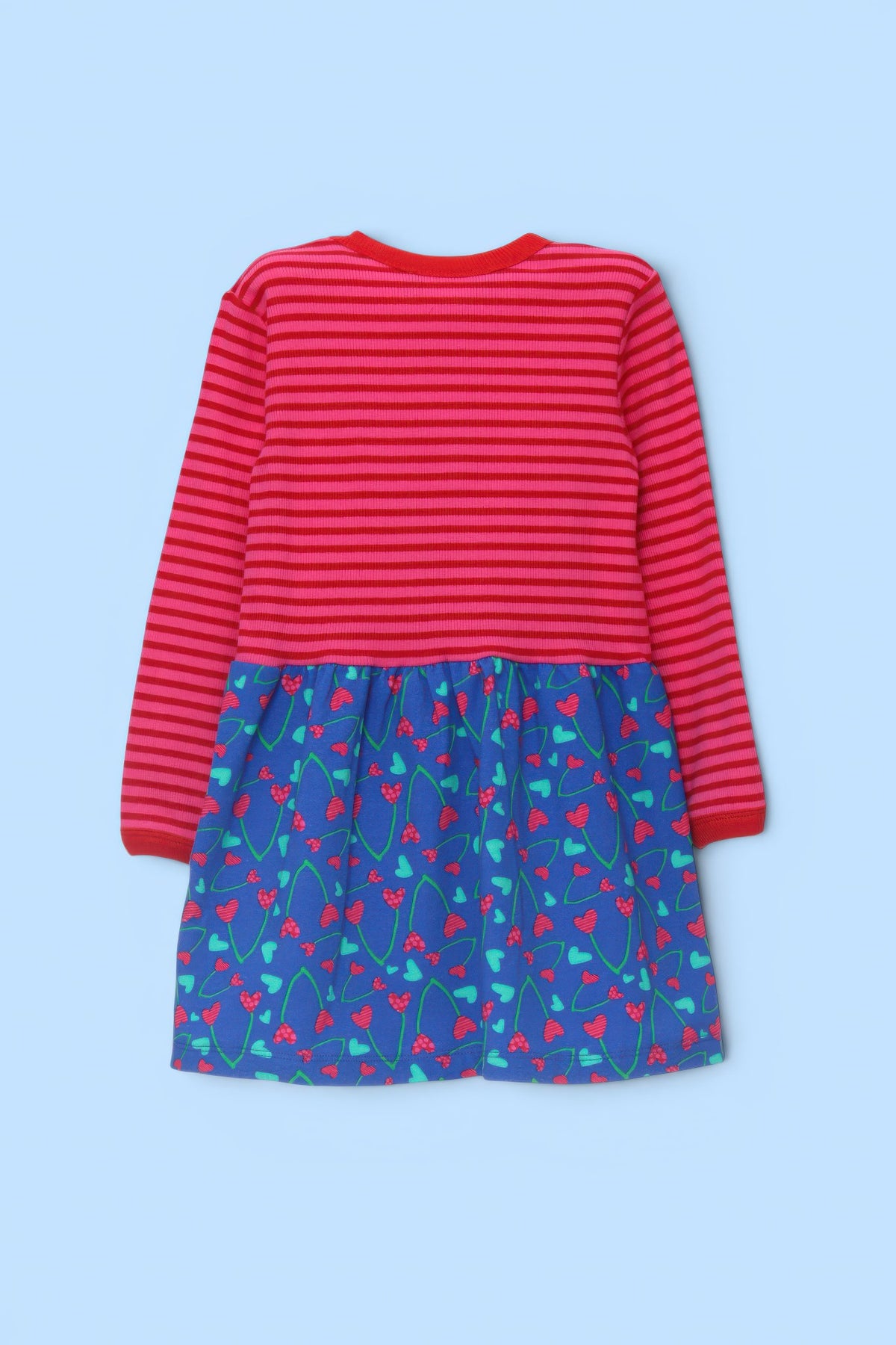 VESTIDO COMBINADO RAYAS FALDA CEREZAS