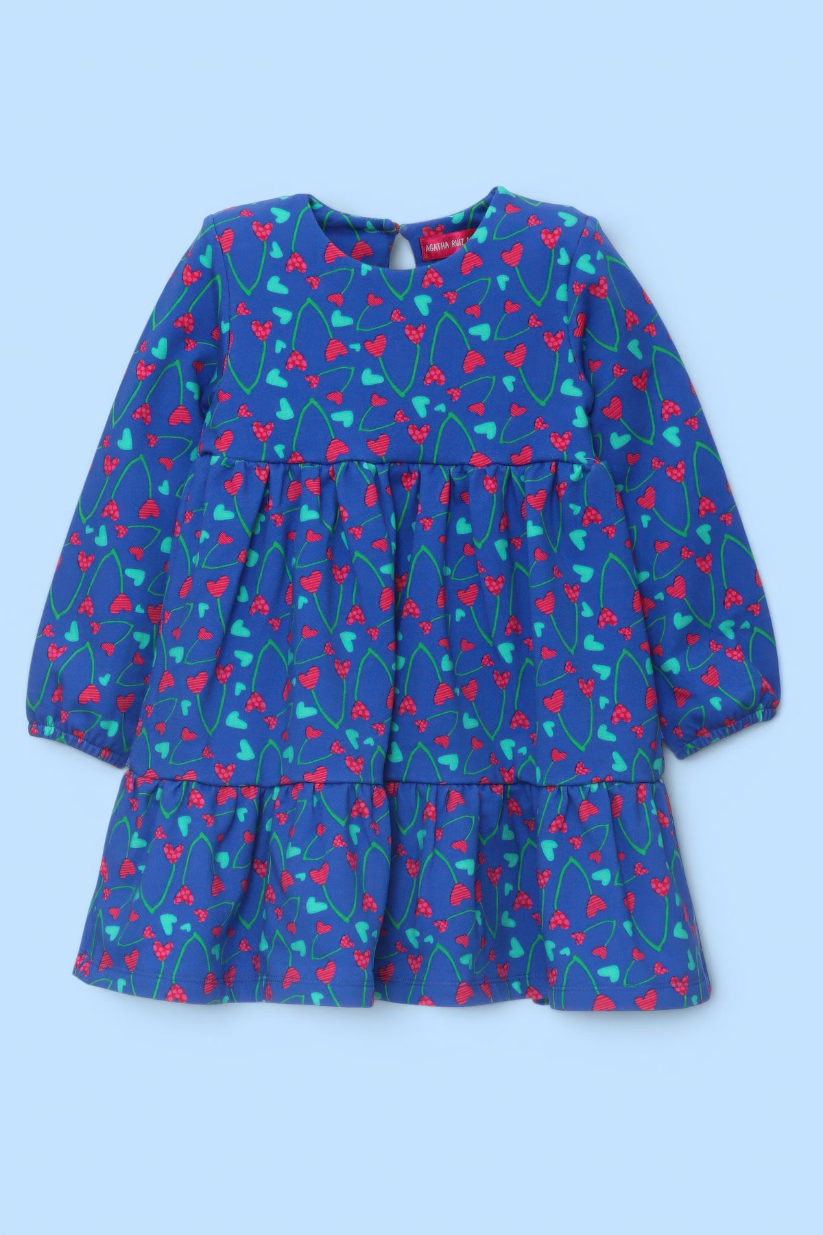 VESTIDO M/L AZUL CEREZAS ARP