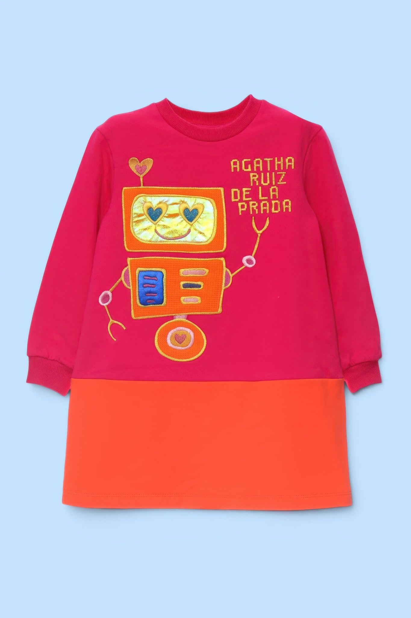 VESTIDO FUCSIA Y NARANJA ROBOT