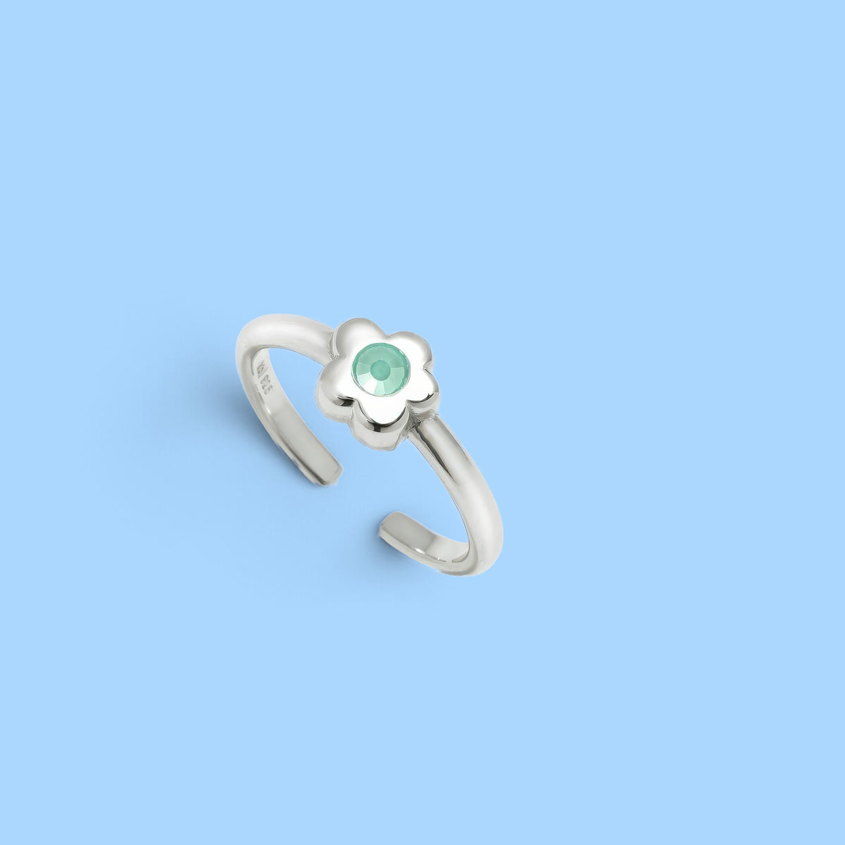 ANILLO MULTISIZE FLOR GAGA PLATA CZ AGUA