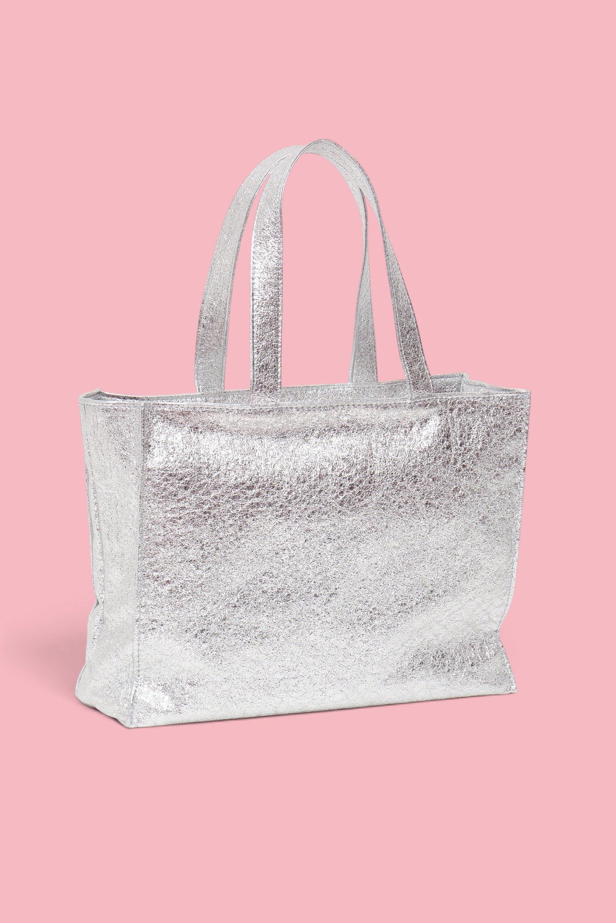 SILVER GLITTER SHOPPER BAG