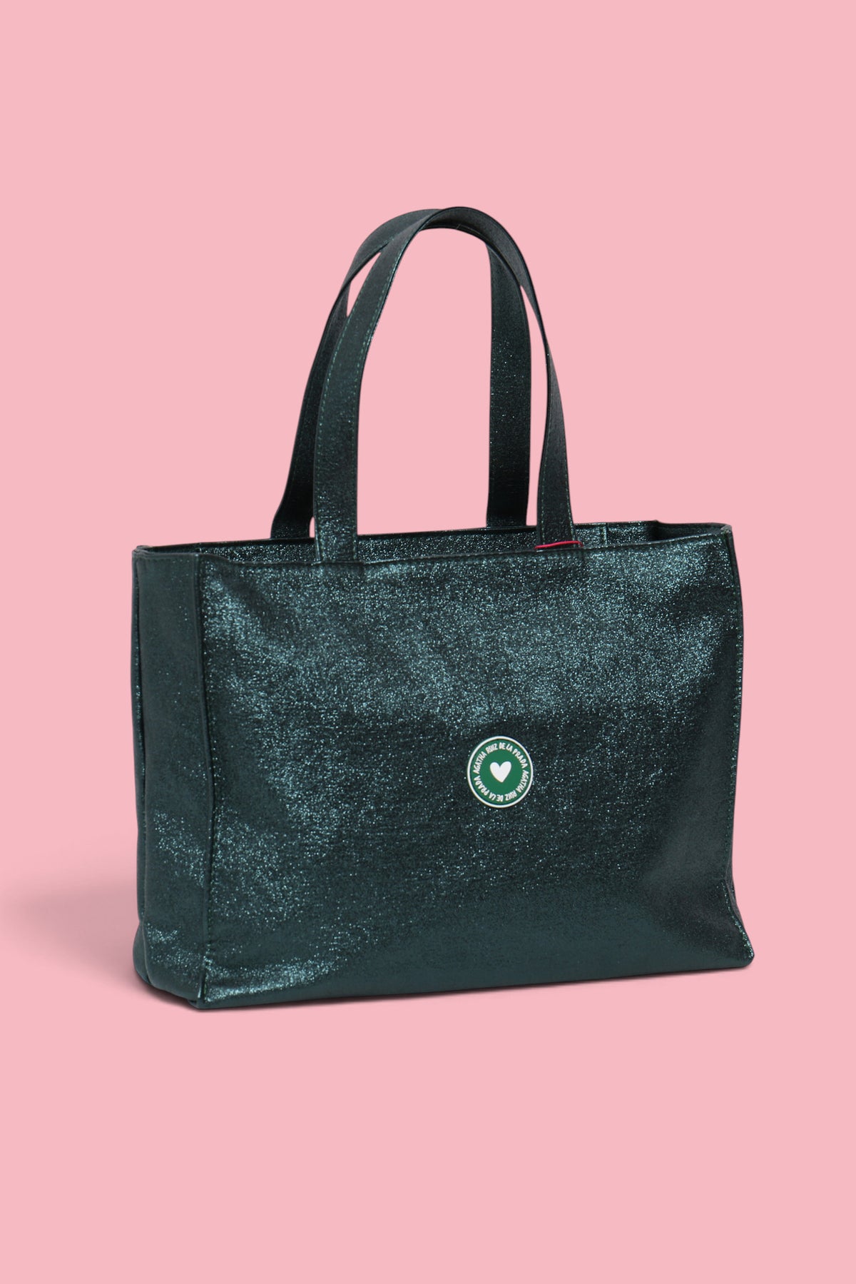GREEN GLITTER SHOPPER BAG