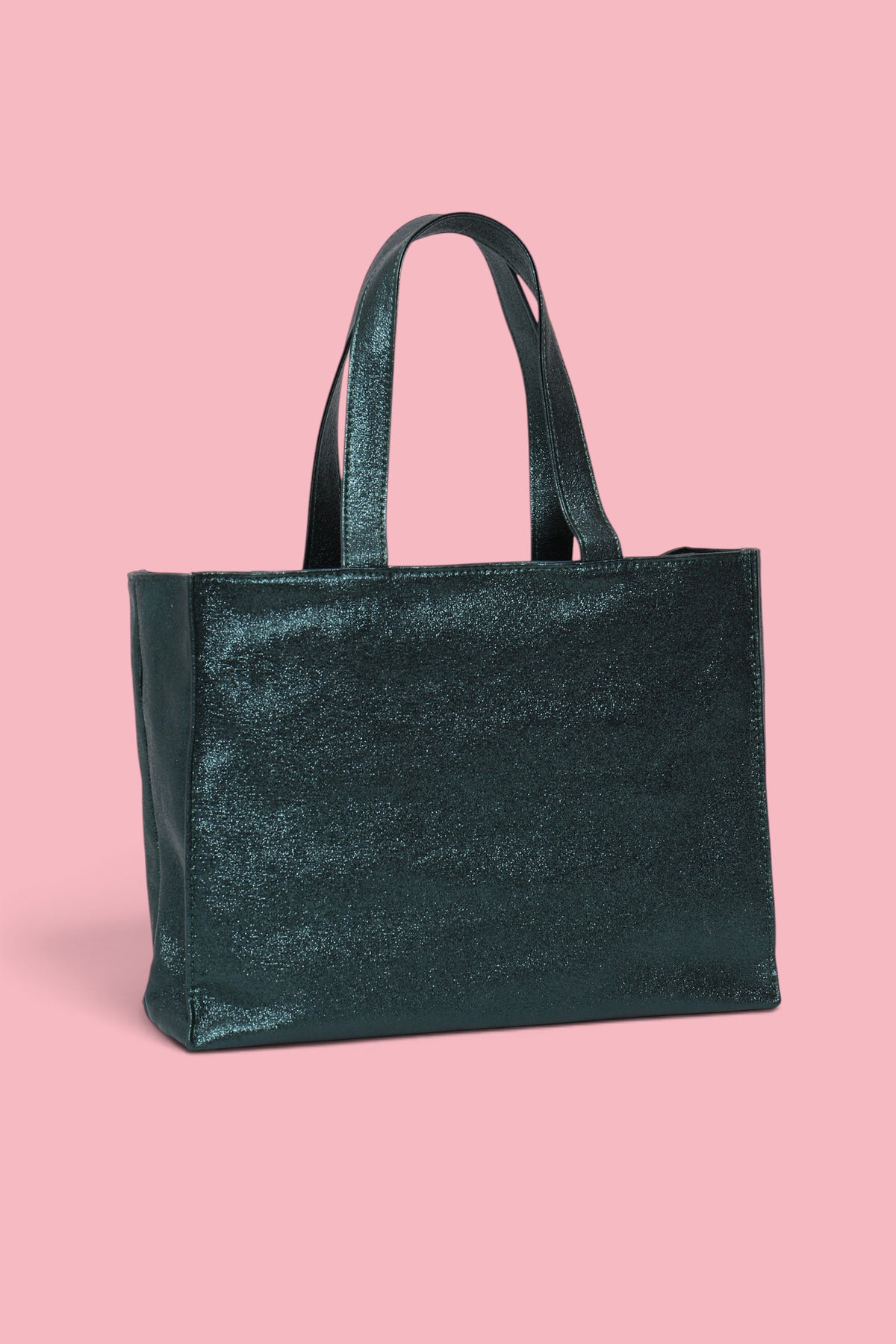GREEN GLITTER SHOPPER BAG