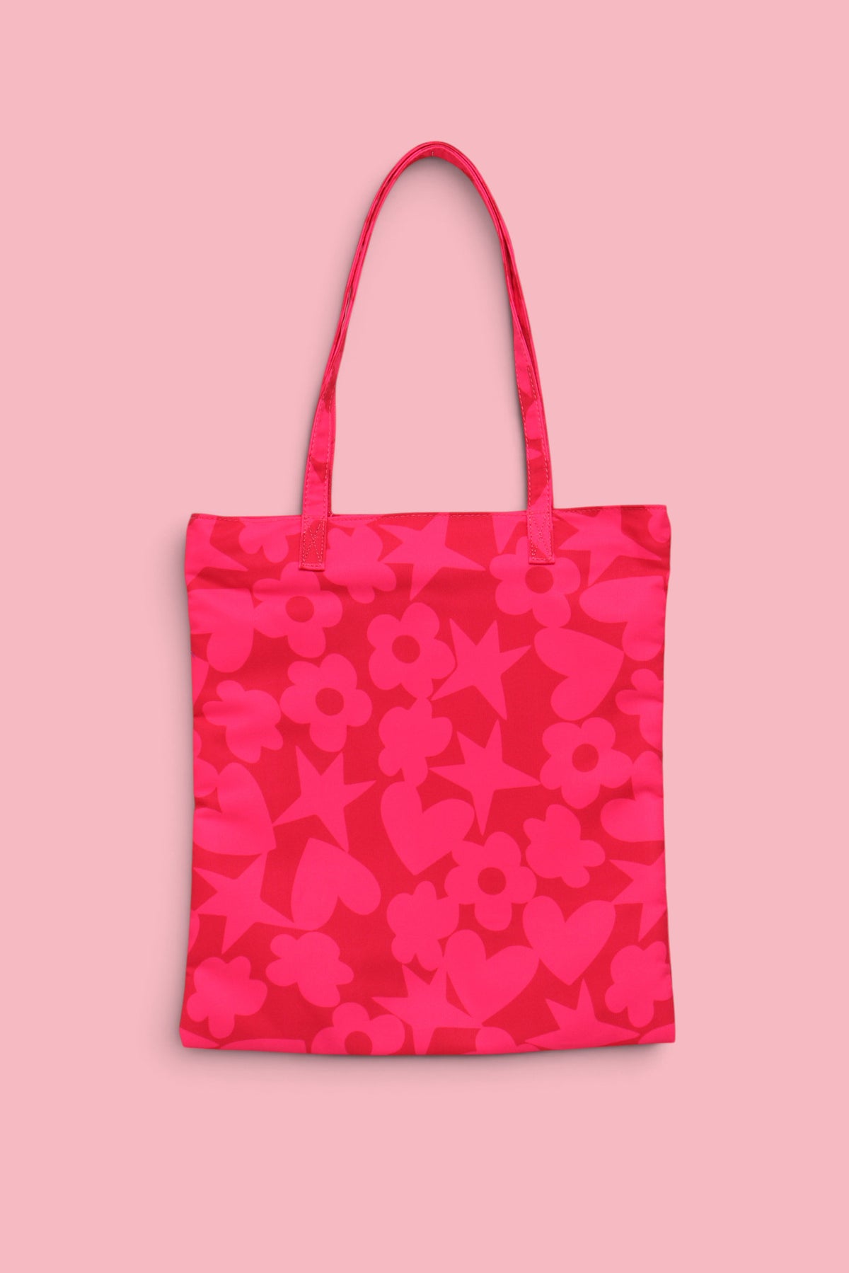 BORSA TOTE CON ICONE FUCSIA